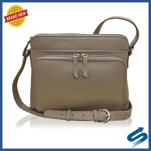 Genuine Leather Crossbody Bag with RFID Blocking & Adjustable Strap